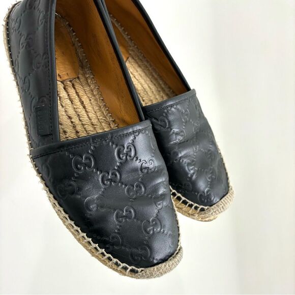 Gucci Black Guccissima Leather Pilar Espadrille Flats - Picture 5 of 15